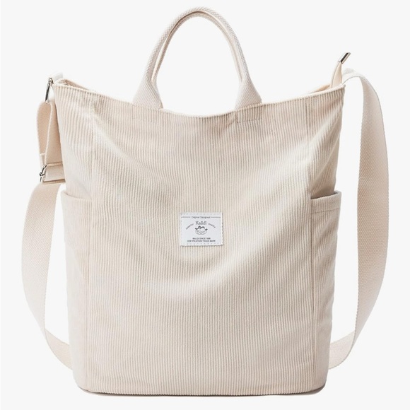 Kalidi Handbags - Beige Corduroy Tote Bag